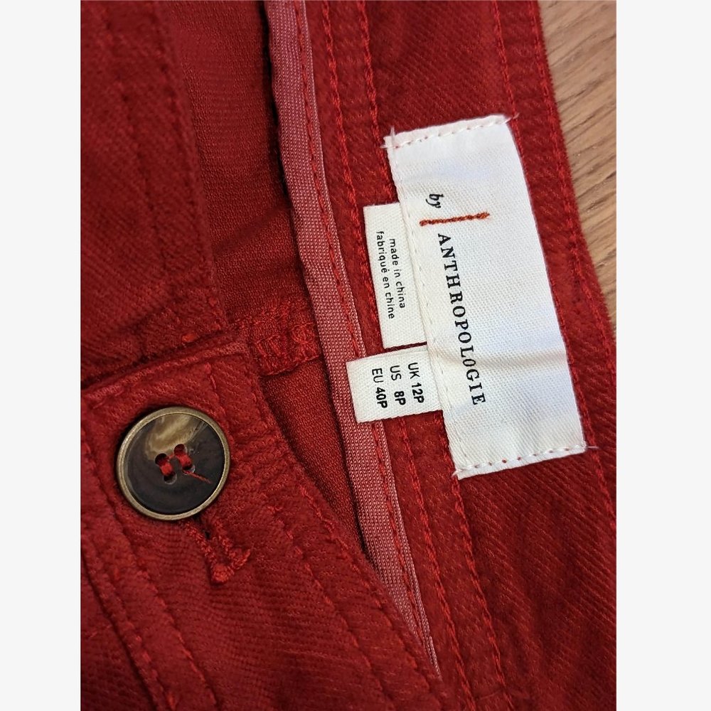 Anthropologie Tapered Corduroy Pants Red Size 8P NWT - Picture 7 of 9